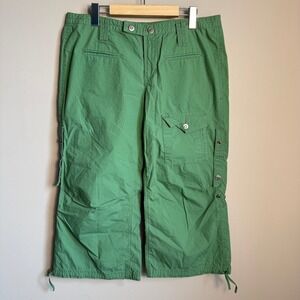 Jacob Connexion Vintage Y2K Green Cargo Capri Pants Utility Womens 11/12 Hiking